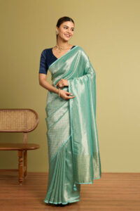 Light Blue Woven Viscose Tissue Saree with Unstitched Blouse Piece saree 2.1